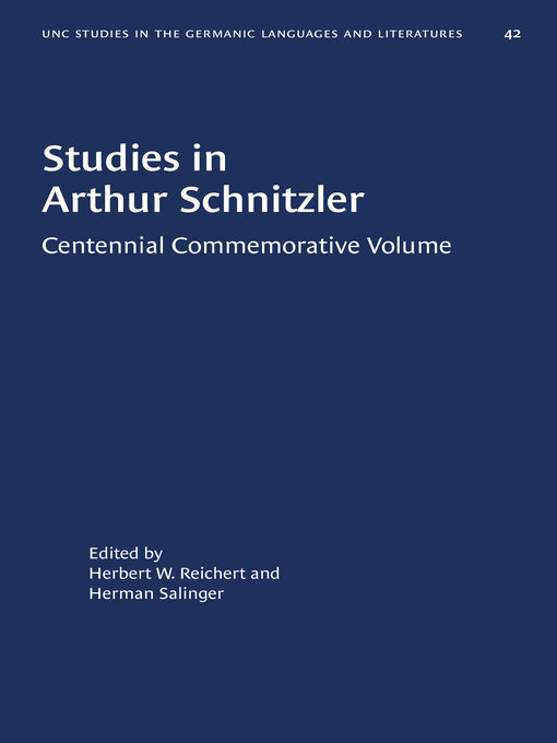 Title details for Studies in Arthur Schnitzler by Herbert W. Reichert - Available